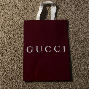 Gucci Burgundy Tote gift bag with White Handles